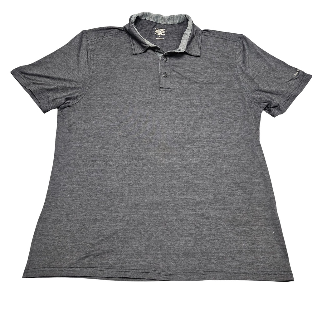 GH Bass Polo Shirt L Gray Heather Performance Golf Casual Moisture Wicking Light